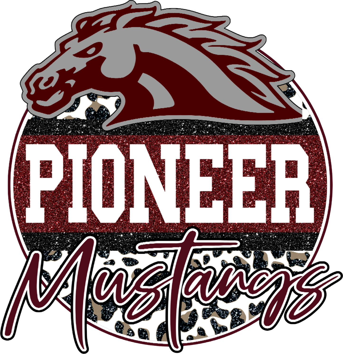 PIONEER MUSTANGS GLITTER DECAL