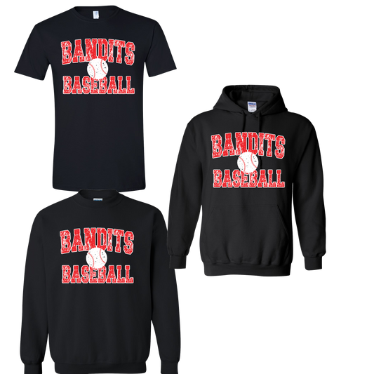 BANDITS BASEBALL DISTRESSED-BLACK