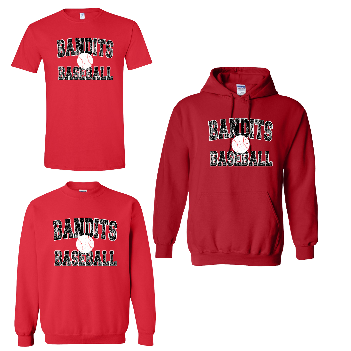 BANDITS BASEBALL DISTRESSED-RED