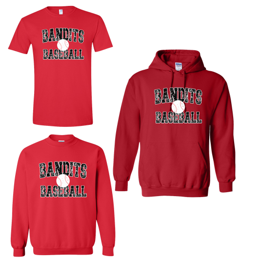 BANDITS BASEBALL DISTRESSED-RED
