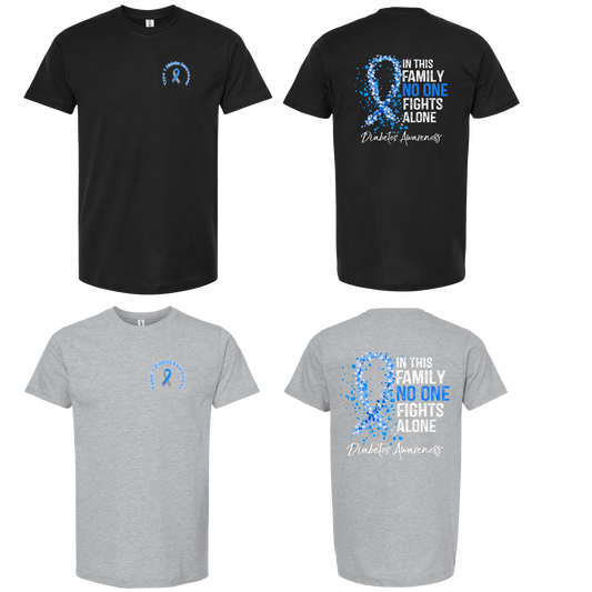 NO ONE FIGHTS ALONE-DIABETES AWARENESS-T-SHIRTS