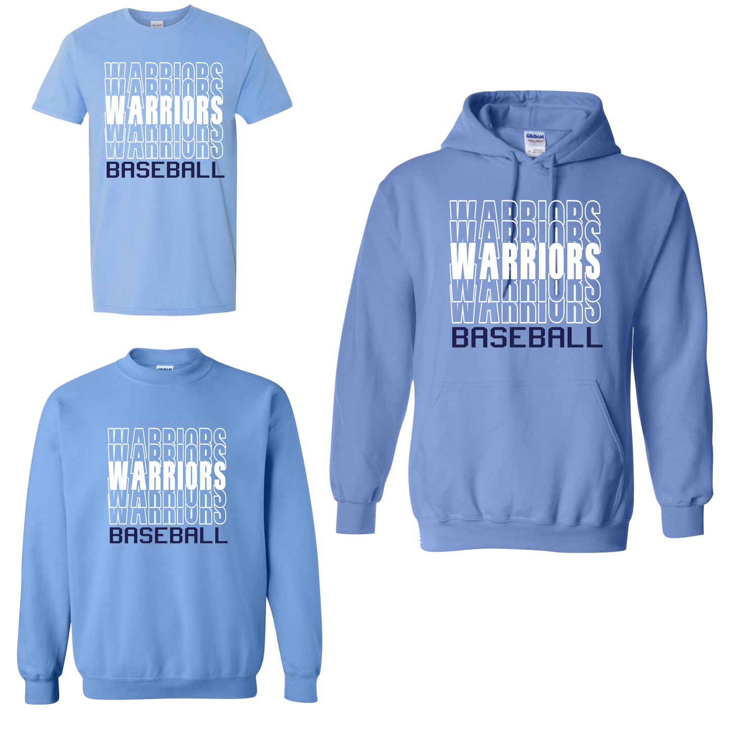 WARRIORS BASEBALL STACKED-WHITE DESIGN