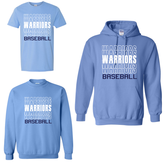 WARRIORS BASEBALL STACKED-WHITE DESIGN